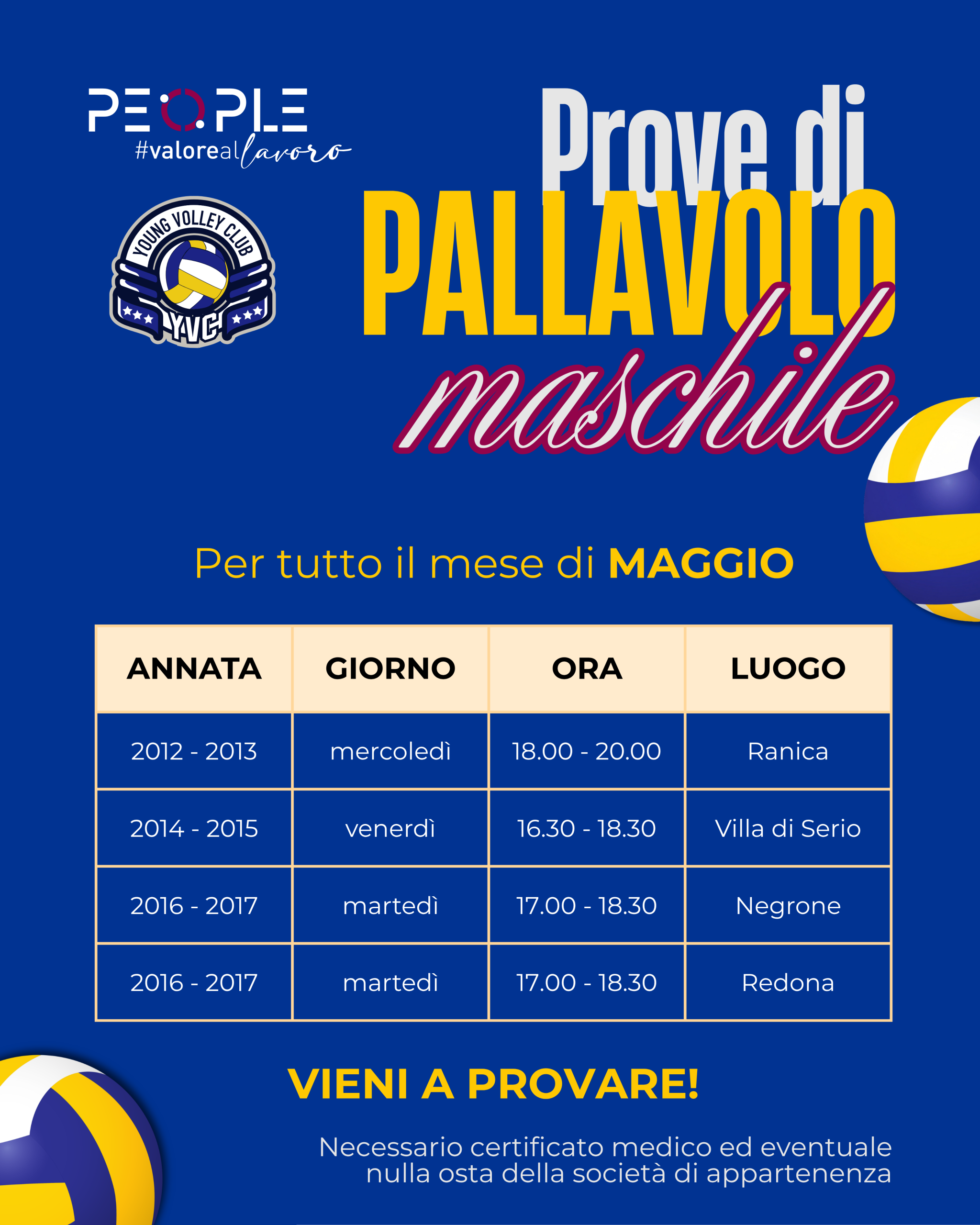 Prove di pallavolo maschile – Maggio 2026